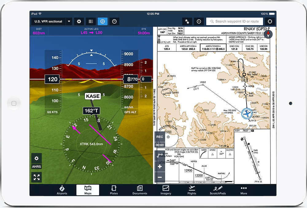 ForeFlight Synthetic Vision Obstacle and Terrain Awareness