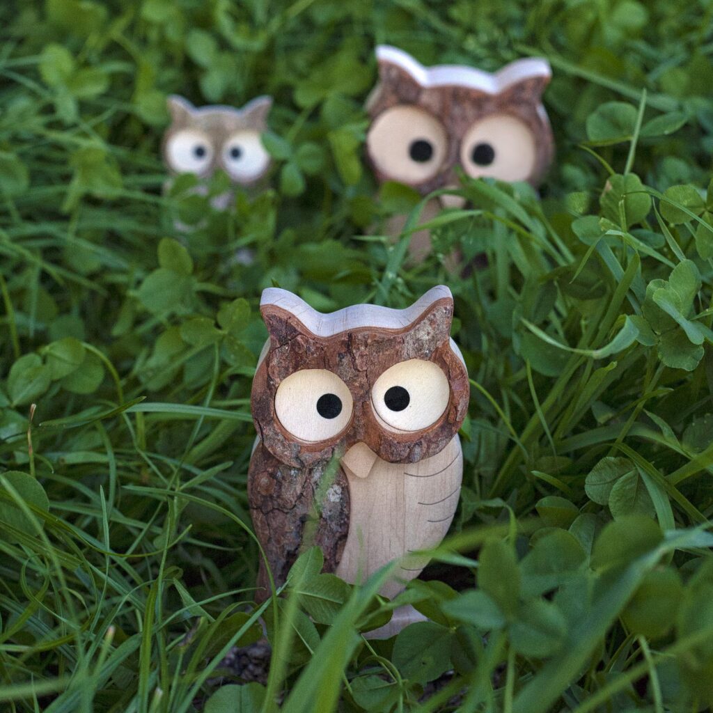 Rustic Wooden Owl Figurine Forest Decor