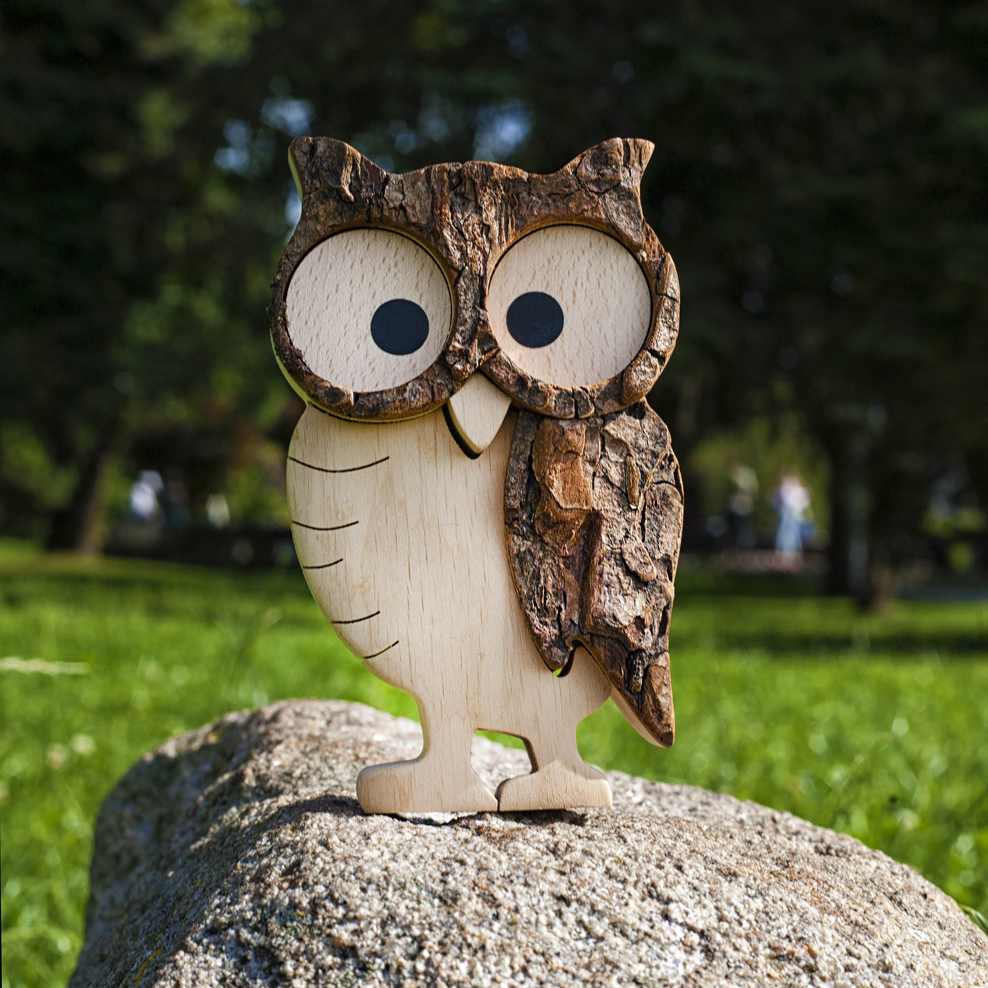 Rustic Wooden Owl Figurine Forest Decor