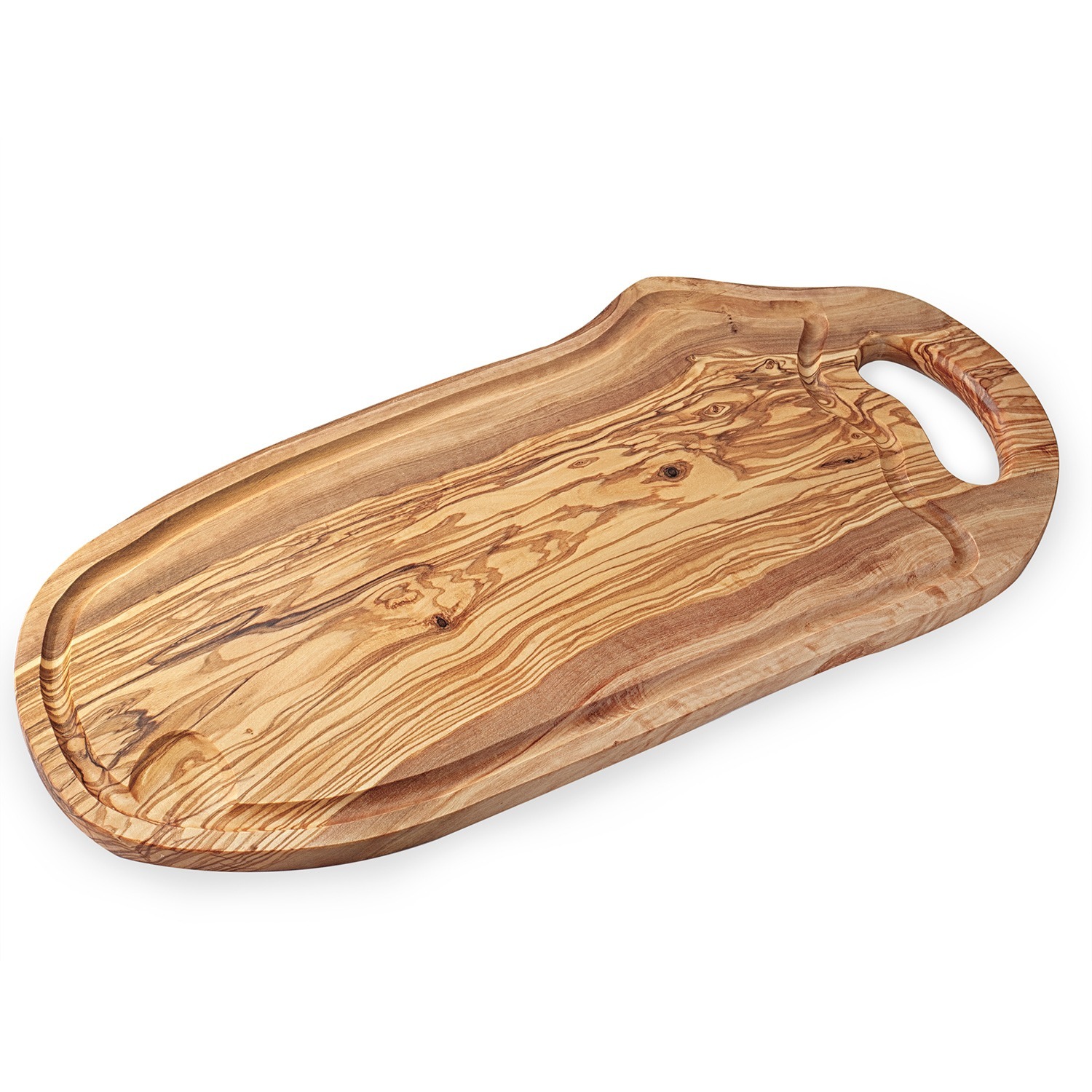 Olive Wood Steak Meat Board with Juice Groove (20″) Forest Decor