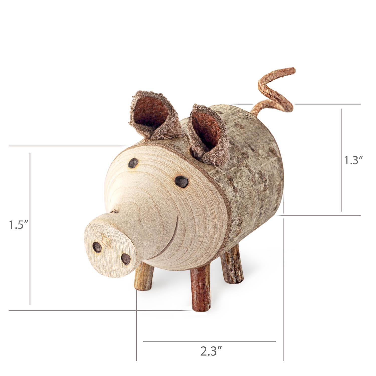 Handmade Wooden Pig Figurine For Home Decor Forest Decor
