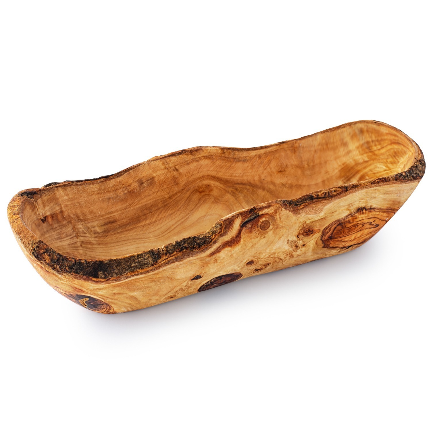 Handmade Olive Wood Bread Bowl (12″) Forest Decor