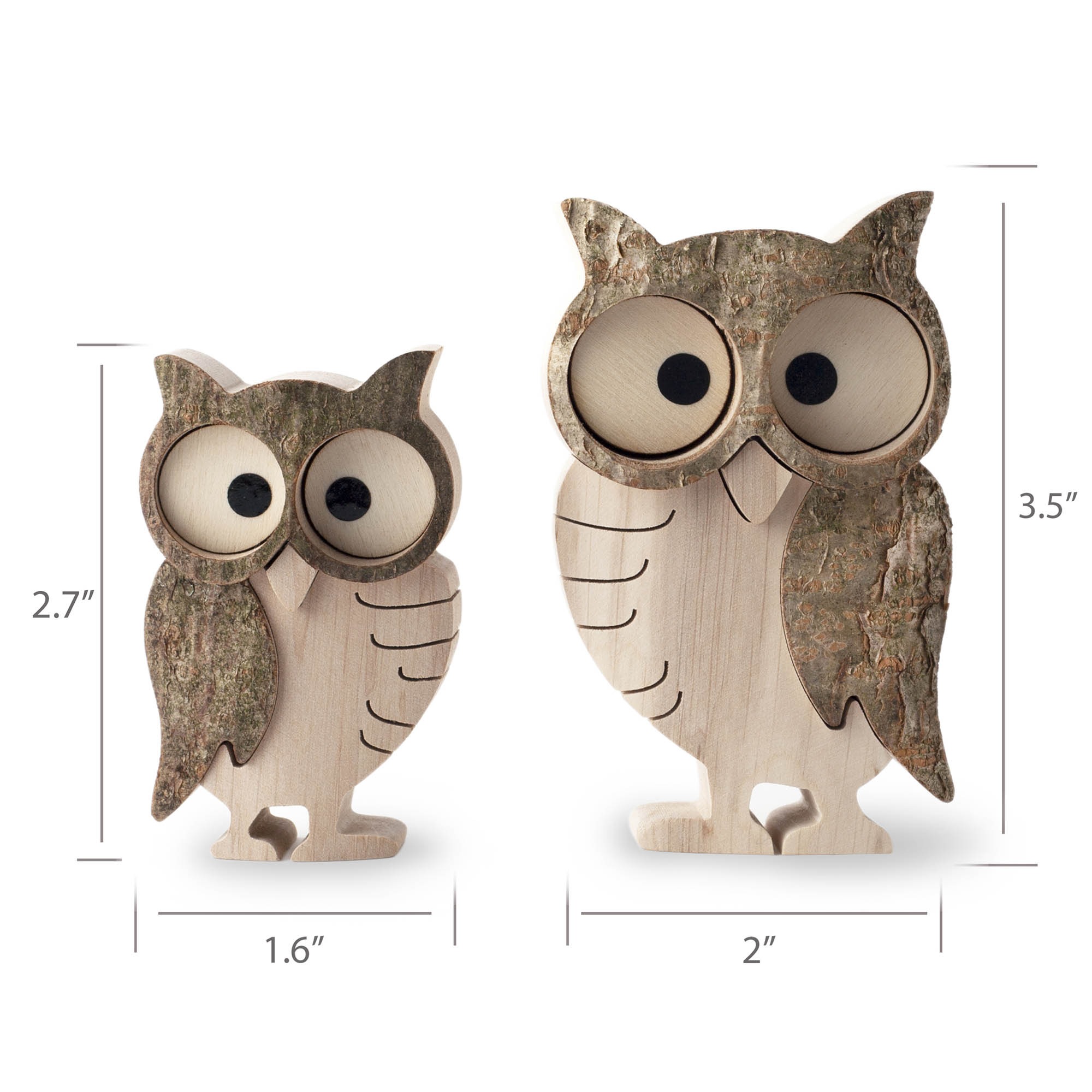Wooden Owl Figurine & Owl Decorations for Wall and Shelf Forest Decor