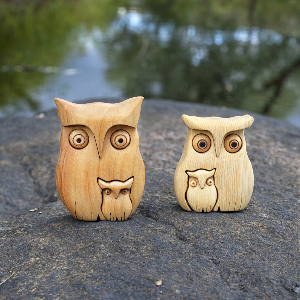 Handmade Wooden Owl Figurine For Home Decor Forest Decor