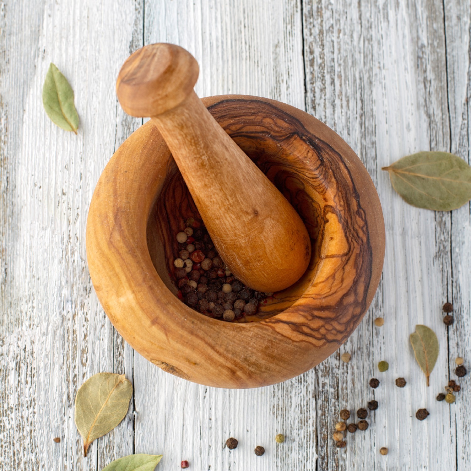 Olive Wood Mortar and Pestle Set Forest Decor