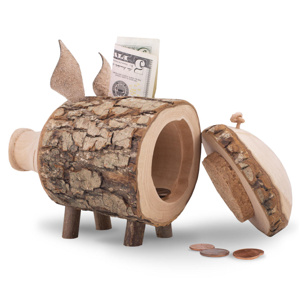 Wooden Piggy Bank Handmade Kids Piggy Bank Forest Decor
