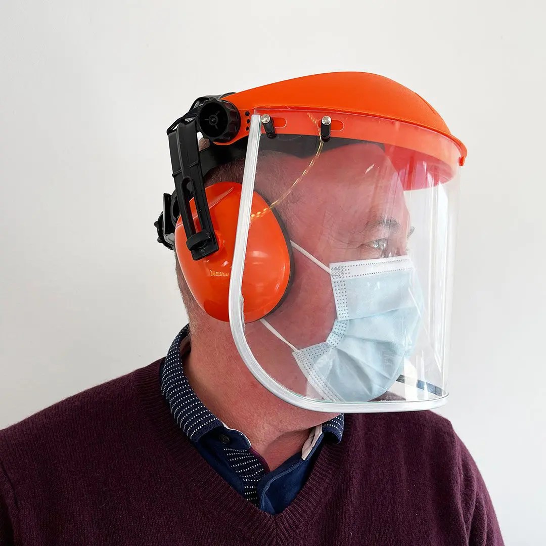 Ear Defenders And Polycarbonate Faceshield Visor Forest Master