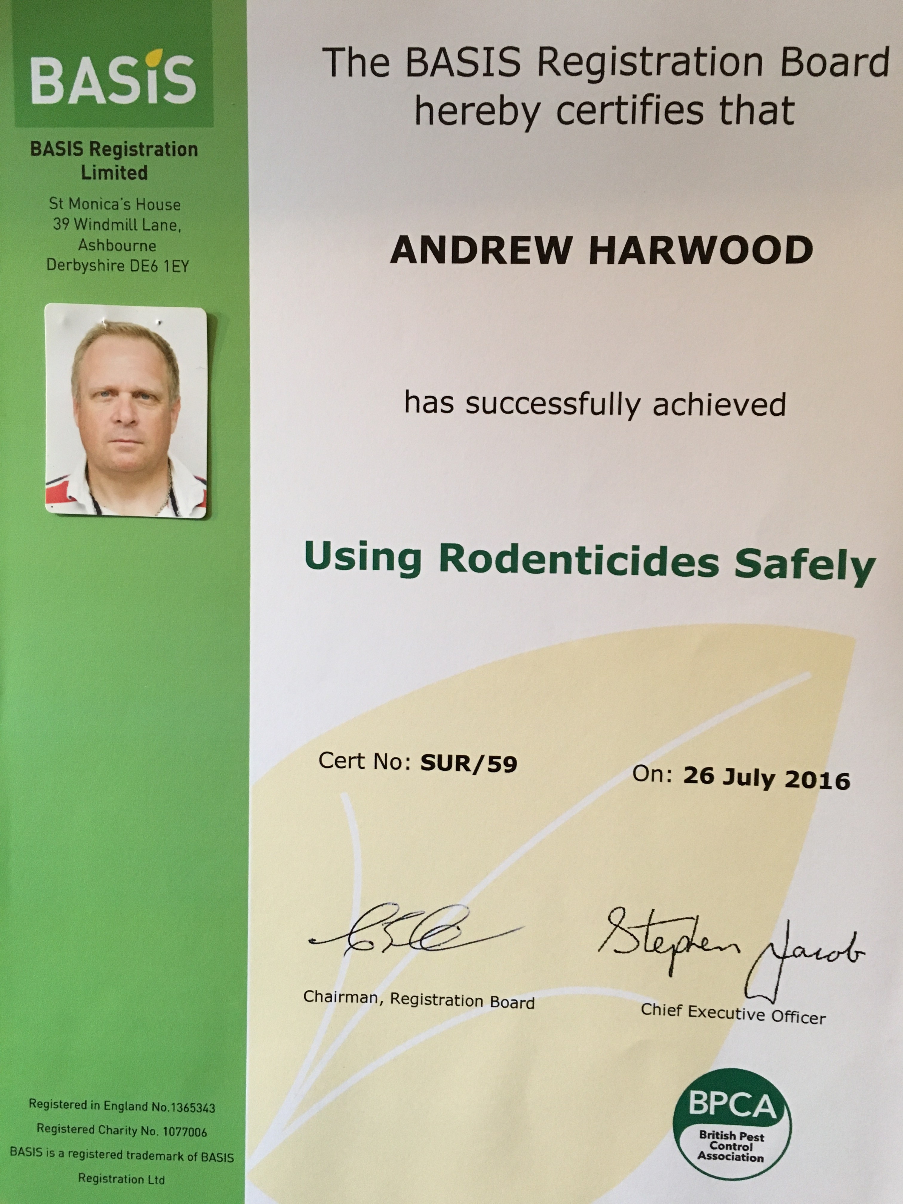Forest Pest Control accreditations