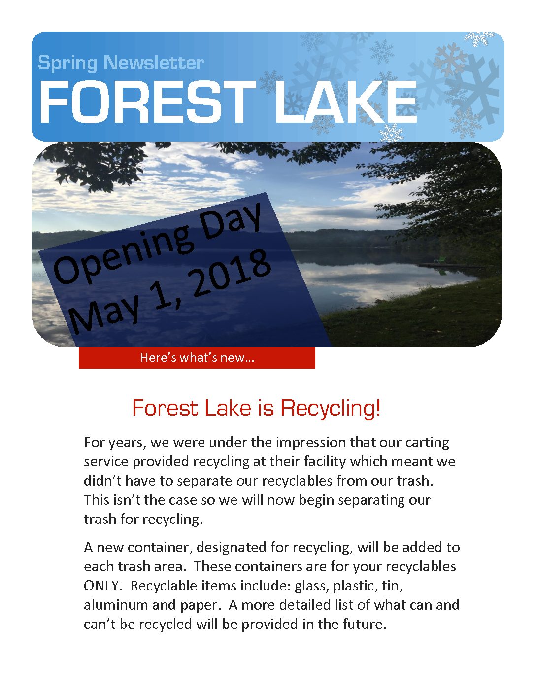 Newsletters Forest Lake