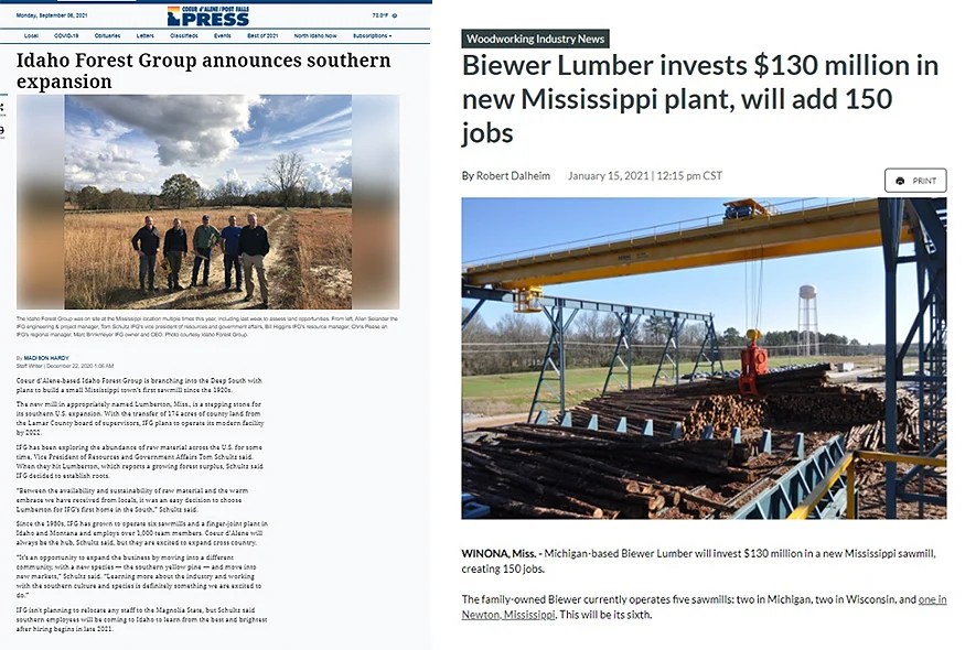 2021 Mississippi Sawmill Announcements What They Mean for Forestry