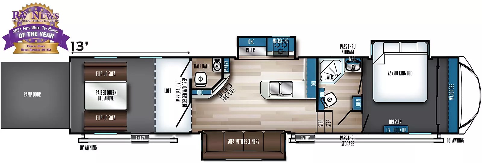 Vengeance Rogue Armored 351G2 Floorplan Forest River RV