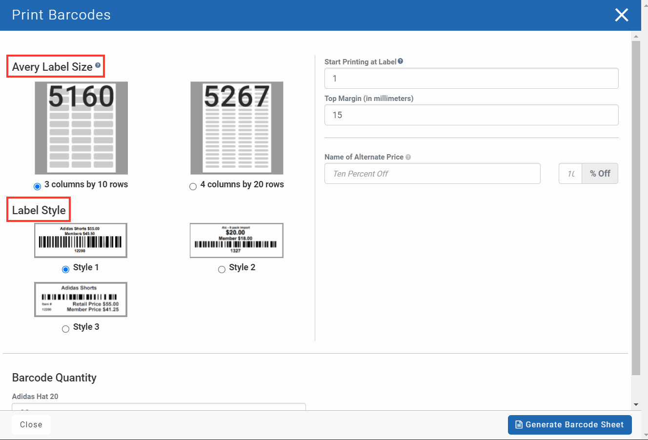 Printing Bar Codes foreUP (800.929.5737)