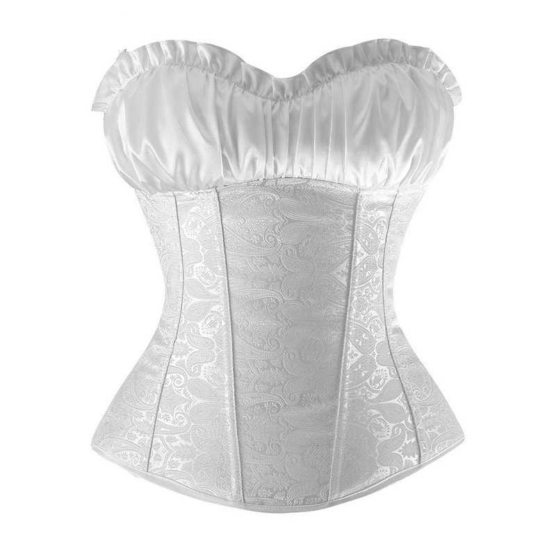 White Wedding Dress Corset Bridal Underwear Boned Overbust Basque