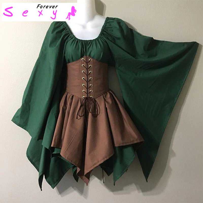 Adult Women Medieval Elf Fairy Elven Costume Wench Celtic Princess