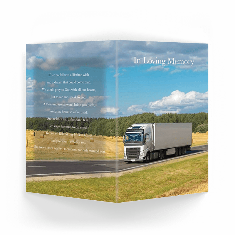 Truck Driver Memorial Card (SOMC31) Forever Memorial Cards FREE