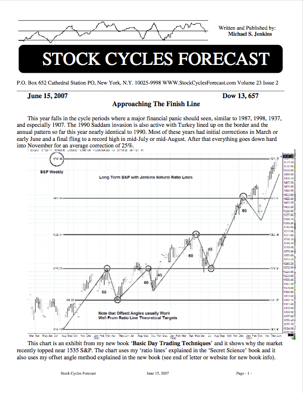 Stock Cycles Forecast Michael Jenkins Stock market Trading