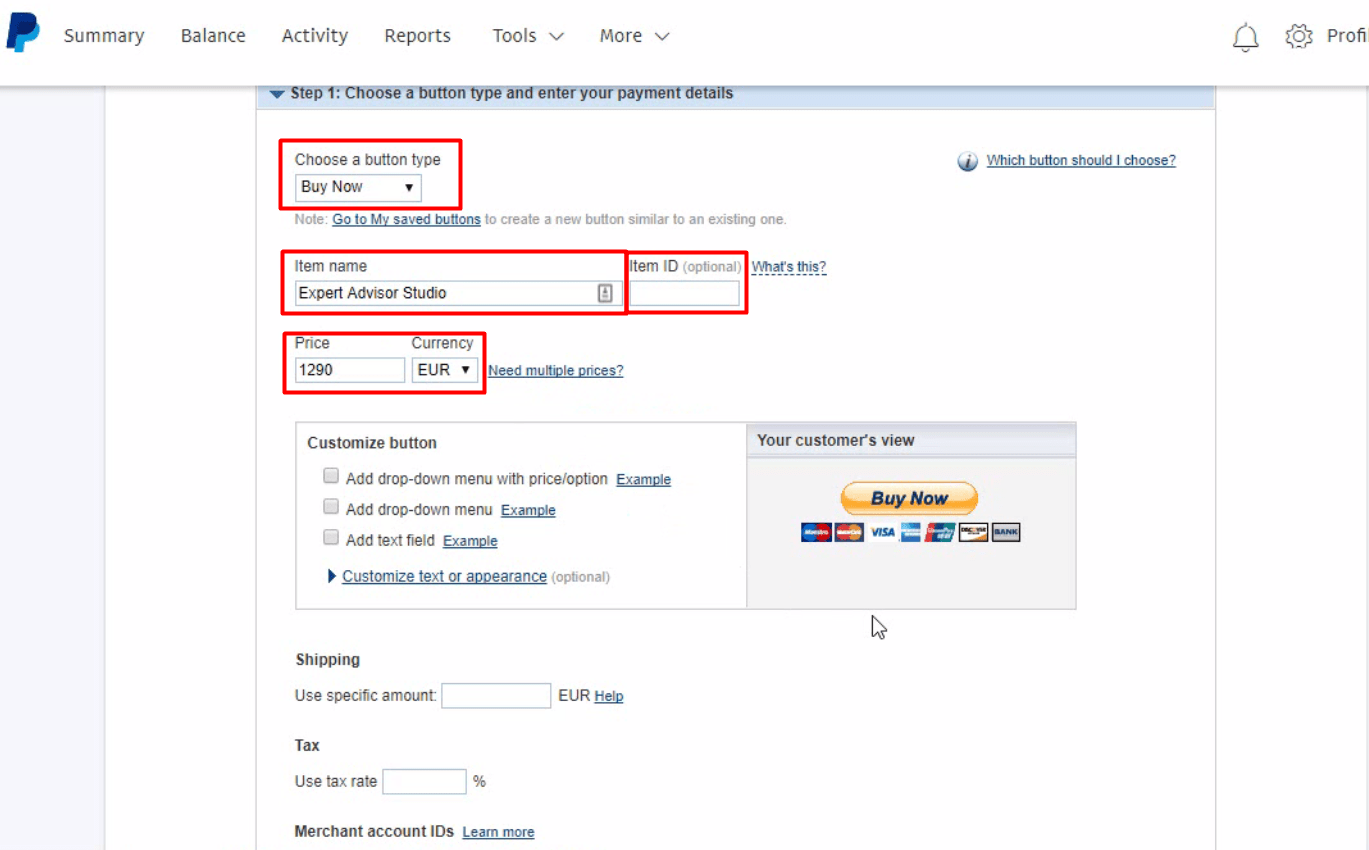 Get PayPal Buttons without Tax for Your Sales Page [Forex Software]