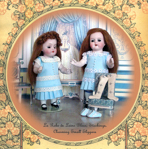 All Bisque Doll Clothes2 Blue Dress, socks & slippers for Dolls