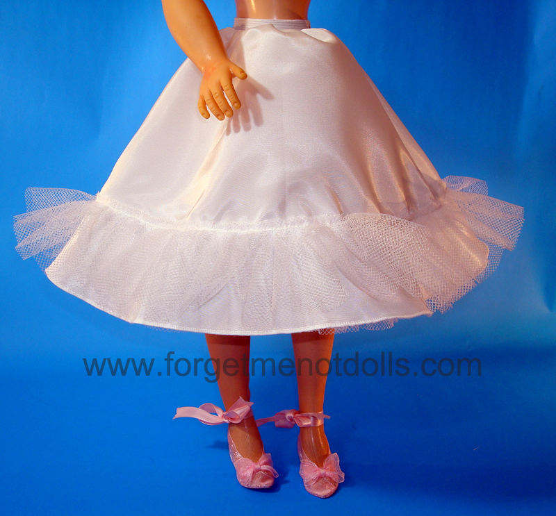 CissyDoll Cancan Crinoline Slip with double ruffles in yellow pink or white