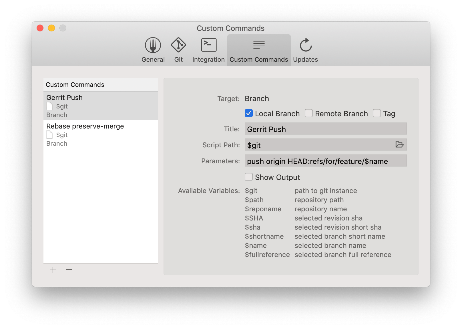 Quick Launch view Fork a fast and friendly git client for Mac and