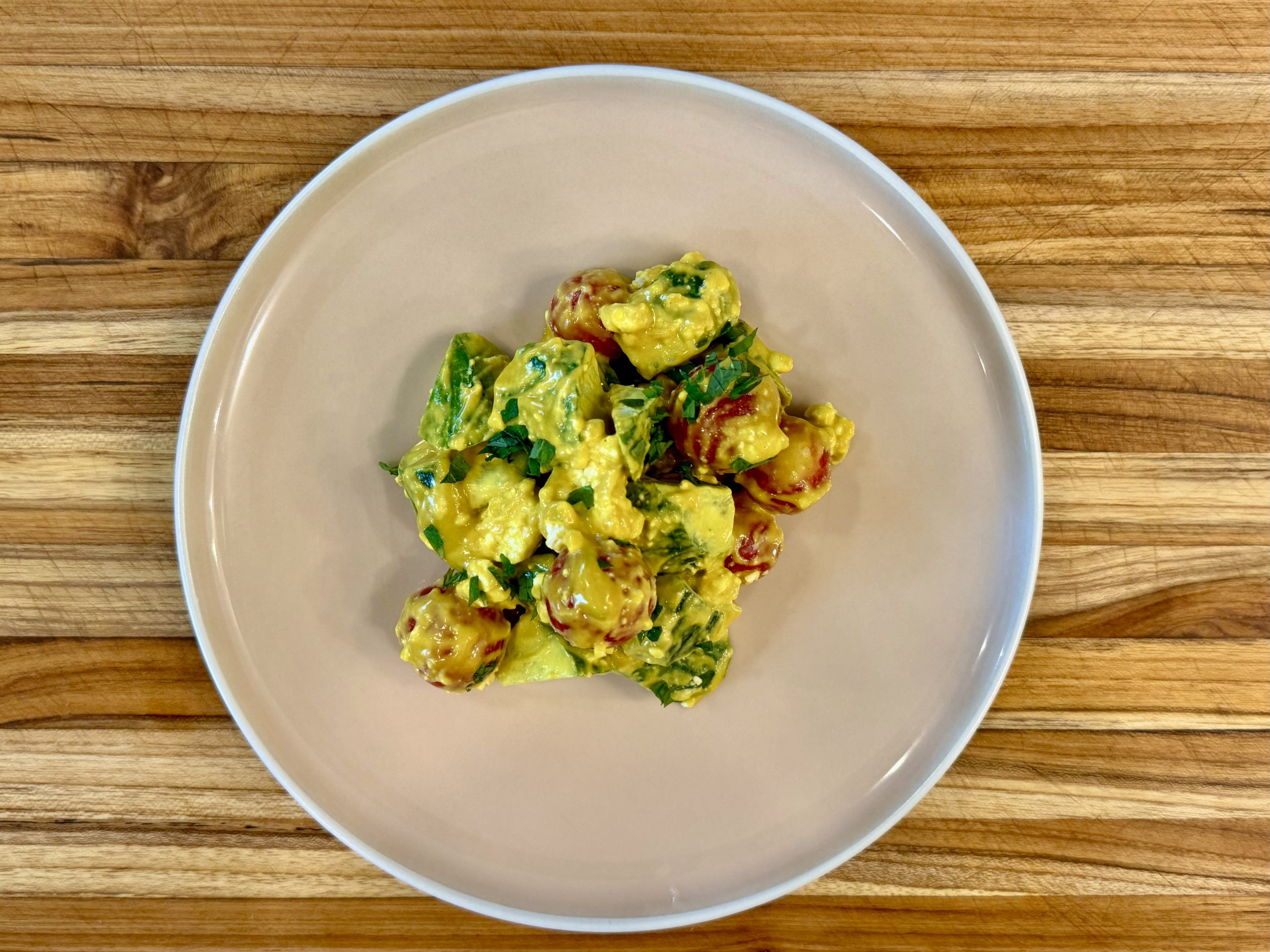 Cucumber Salad with Creamy Turmeric Dressing Fork & Platter