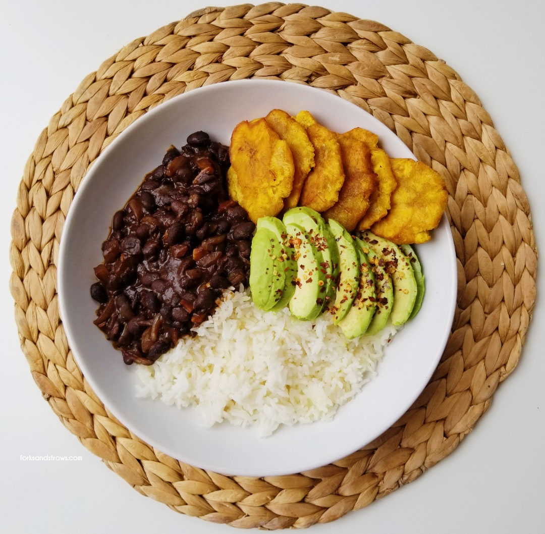Quick Vegan Haitian Style White Rice, Black Bean Sauce and Fried