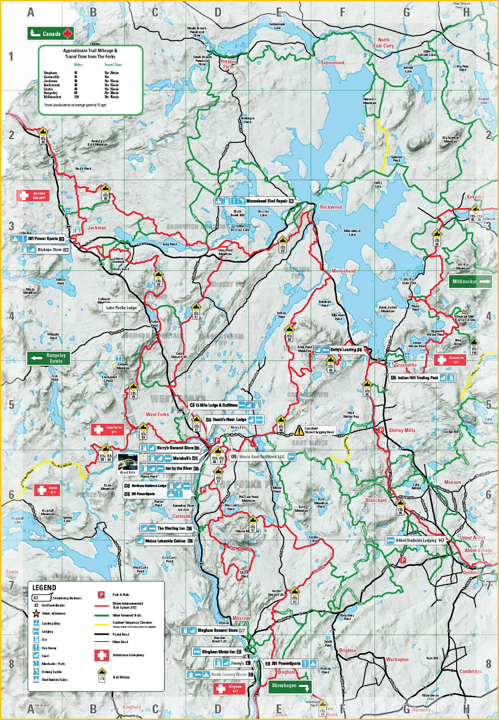 Maine Snowmobile Trail Map » Forks Area Chamber of Commerce Maine