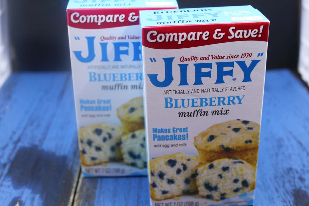 Air Fryer Jiffy Box Mix Blueberry Muffins Fork To Spoon