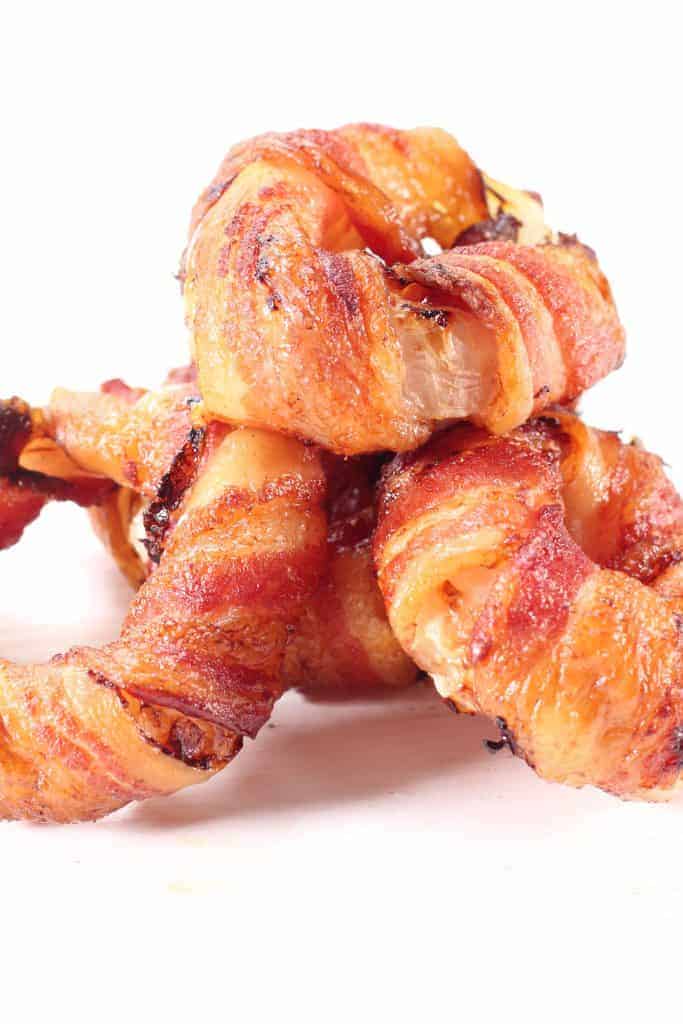Air Fryer Bacon Wrapped Onion Rings Fork To Spoon