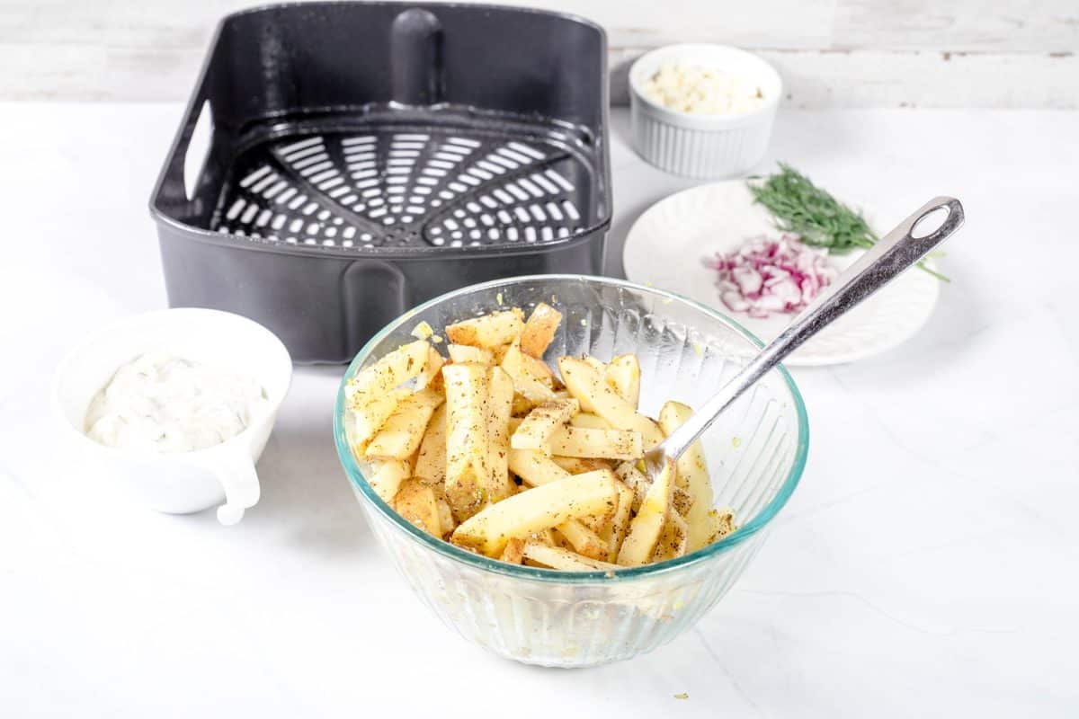 Air Fryer Greek Fries Fork To Spoon