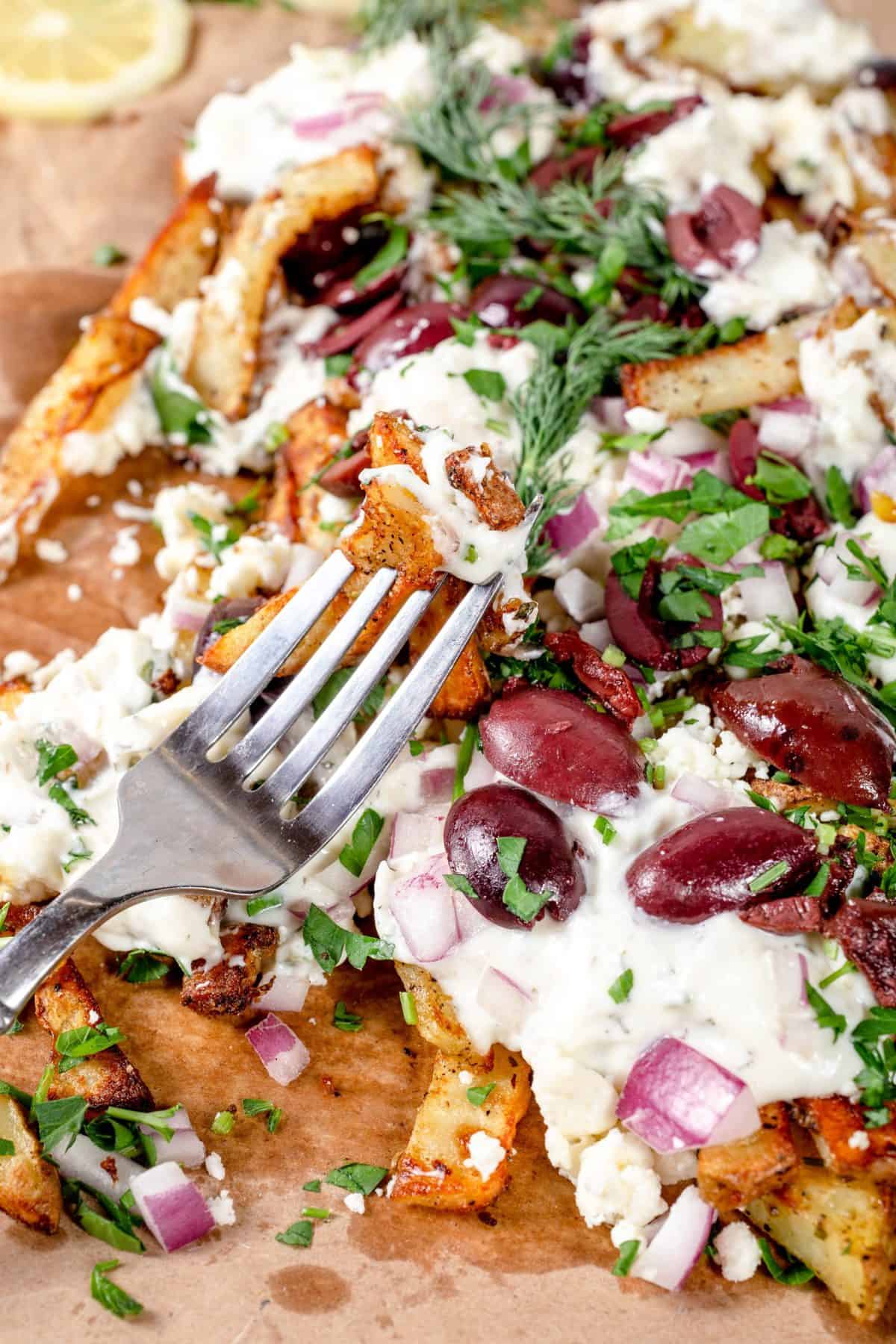 Air Fryer Greek Fries Fork To Spoon