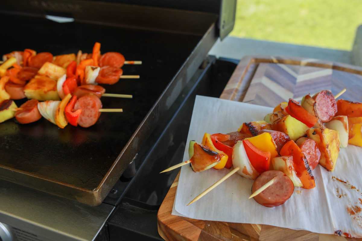 Blackstone Griddle Hawaiian Kielbasa Kabobs Fork To Spoon