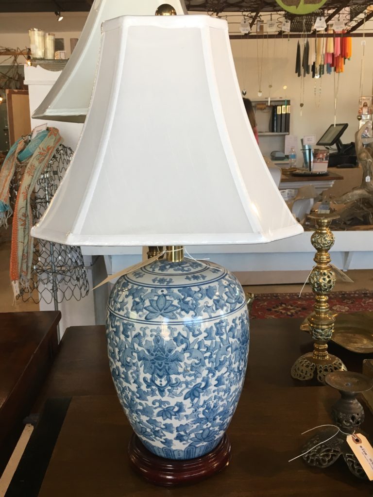 Blue and White LampsPair Form & Function Asheville NC