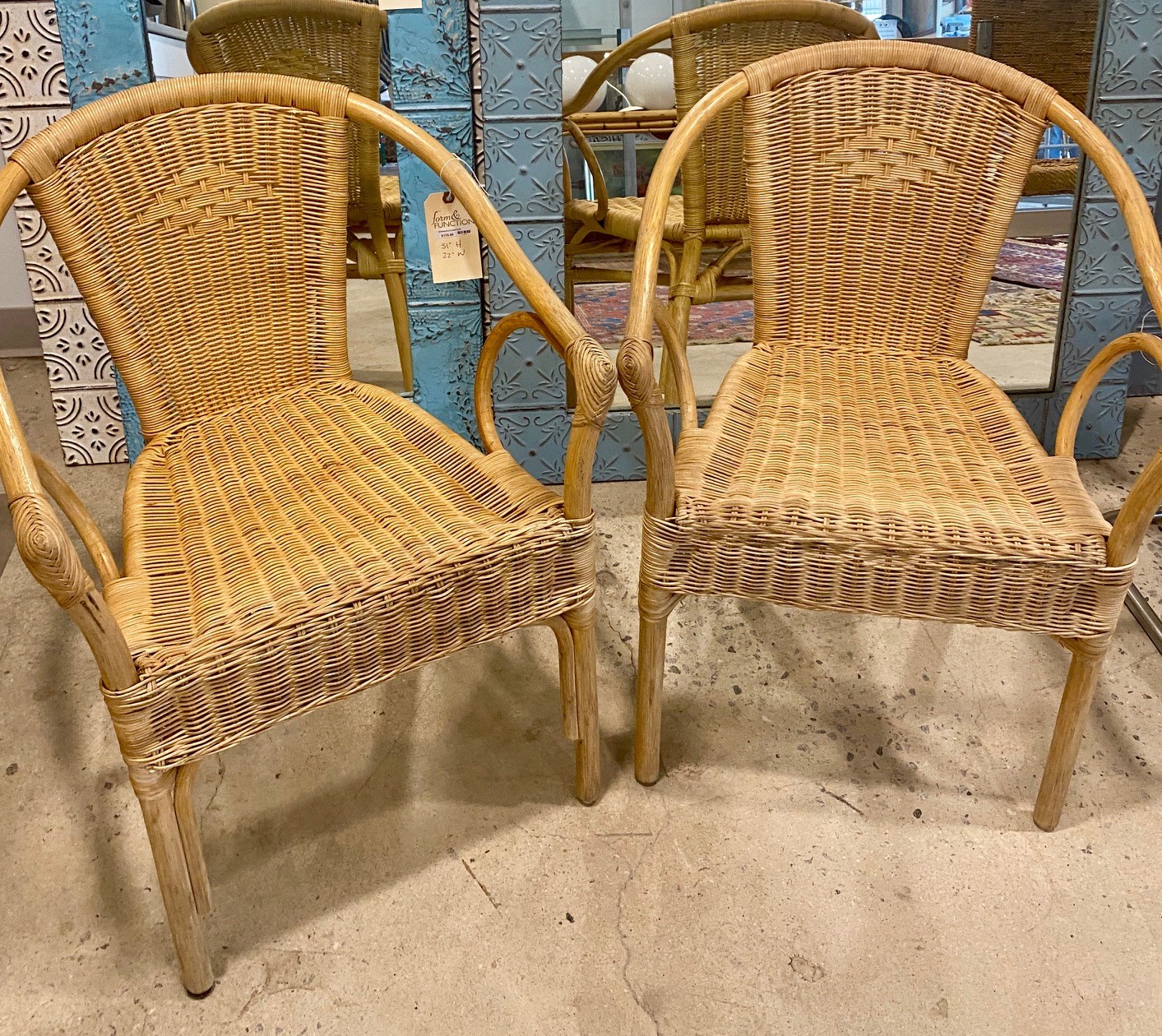 Wicker Arm Chair Pair Form & Function Asheville NC