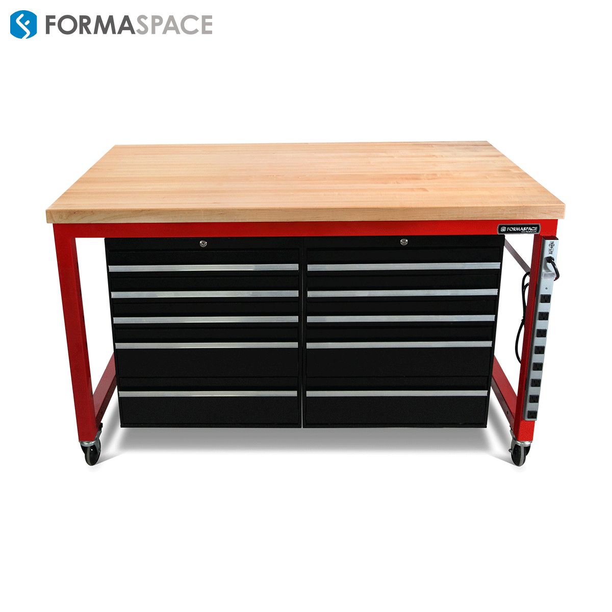 Red Mobile Tool Bench for Tire Supplier Formaspace