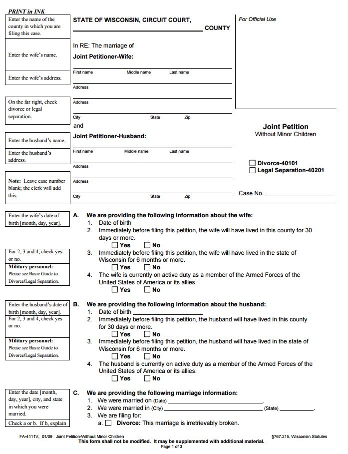 fake wisconsin divorce papers fill online printable printable sample