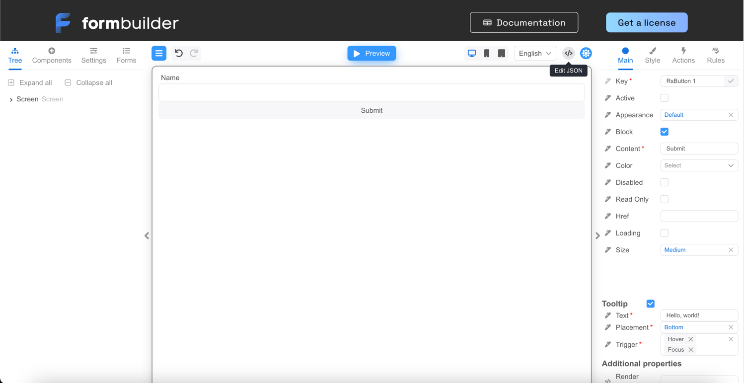 Form's JSON Documentation FormBuilder