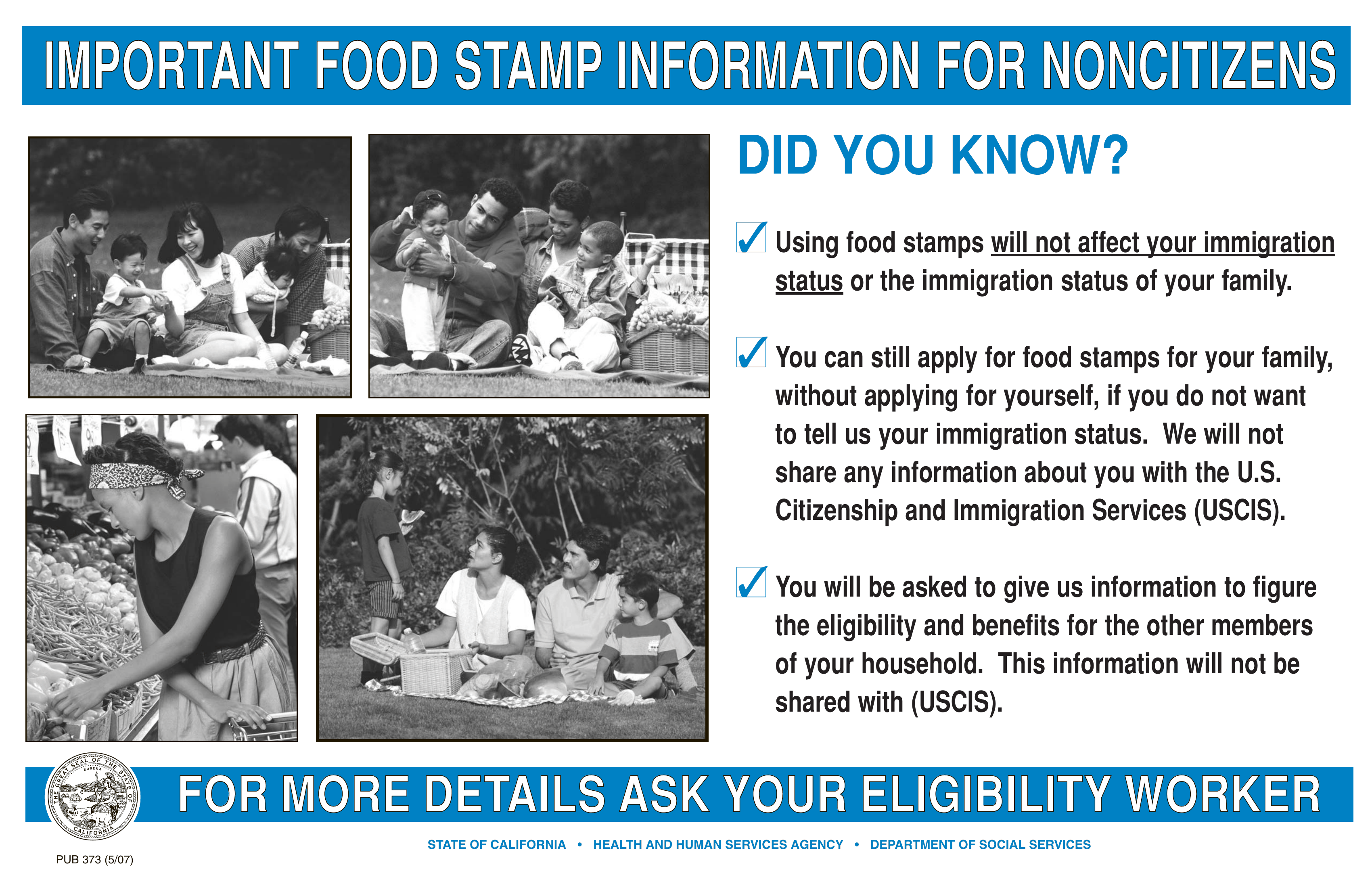 PUB 373 Important Food Stamp Information For Noncitizens (Print 11 X