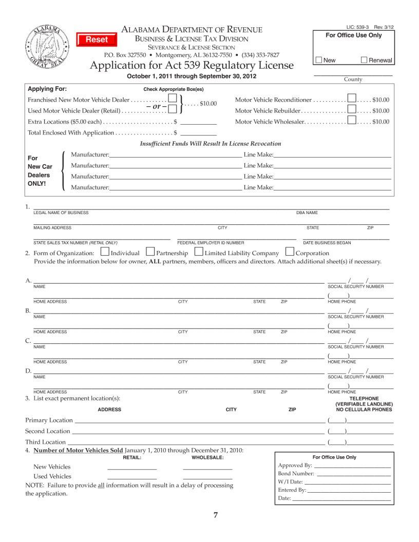 Act 539 Regulatory License PDF Form FormsPal