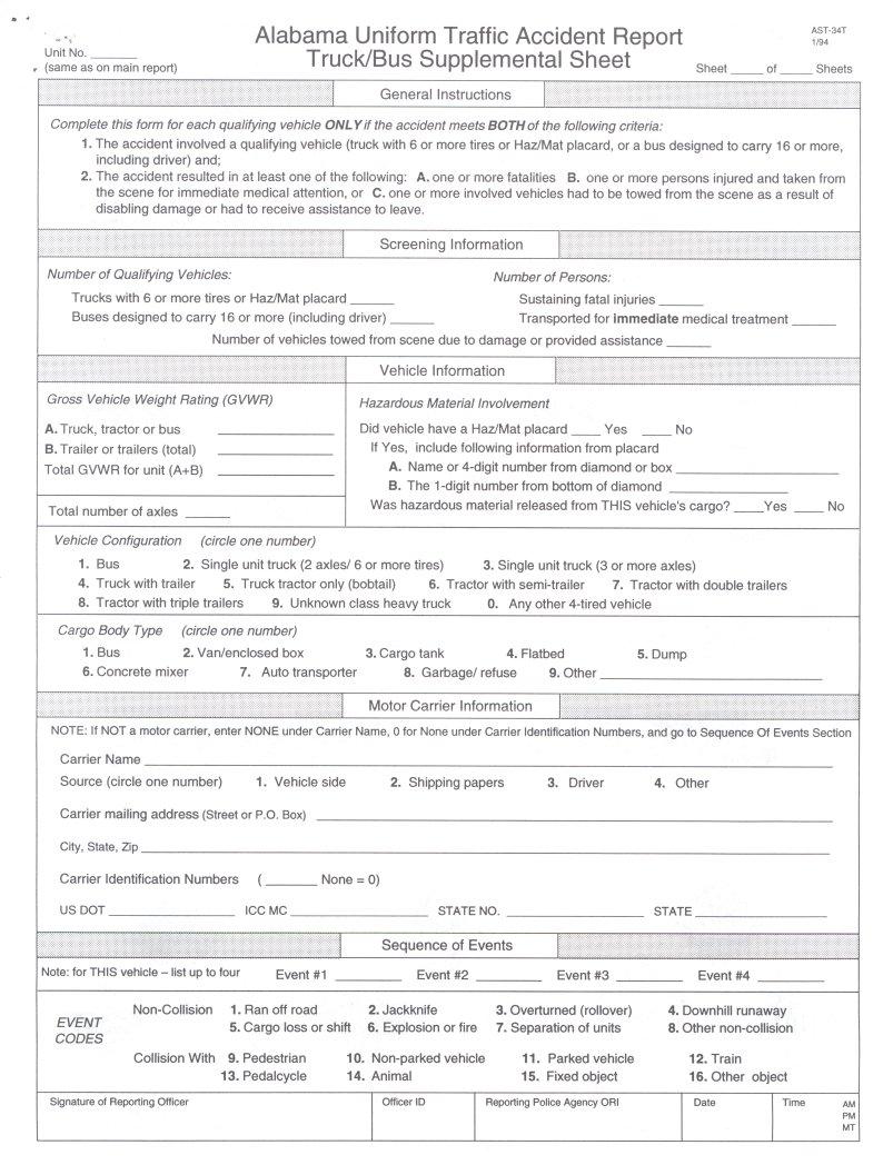 Alabama Uniform Traffic Report PDF Form FormsPal