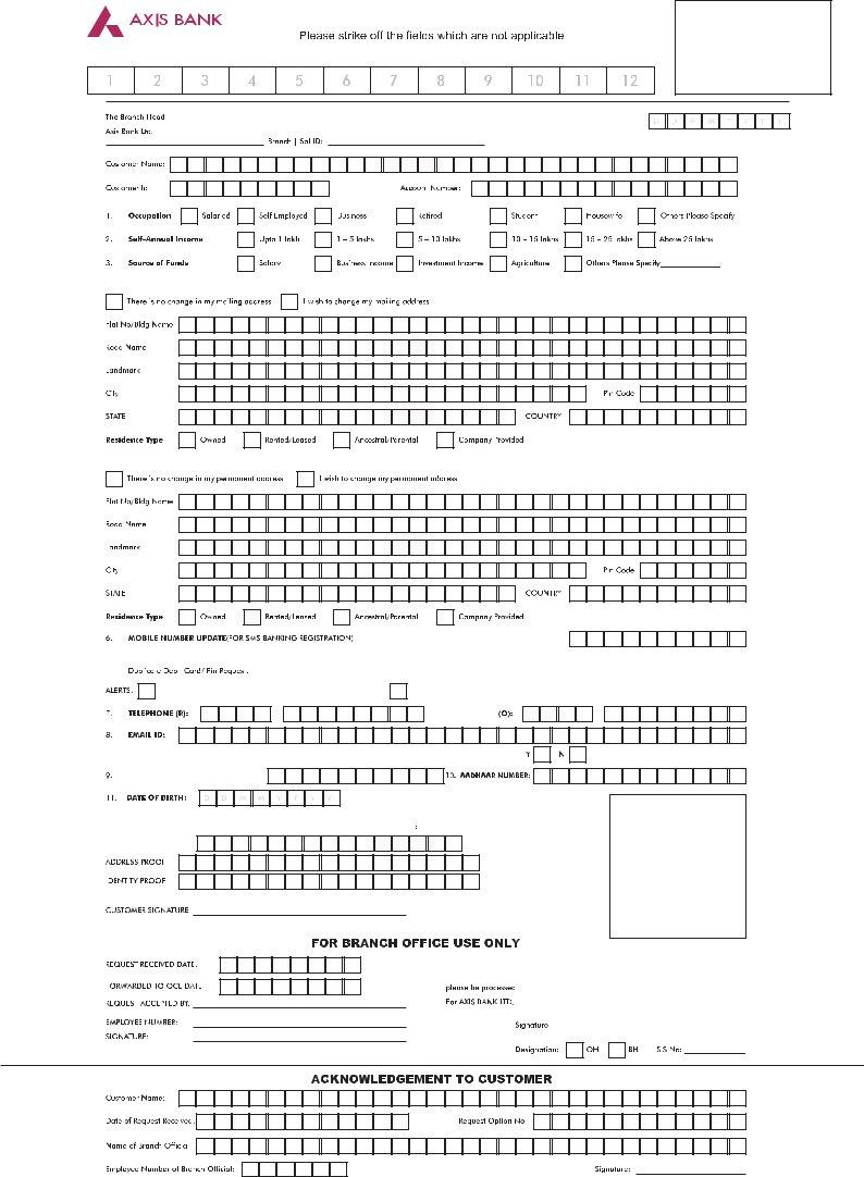 Axis Bank Kyc Form ≡ Fill Out Printable PDF Forms Online