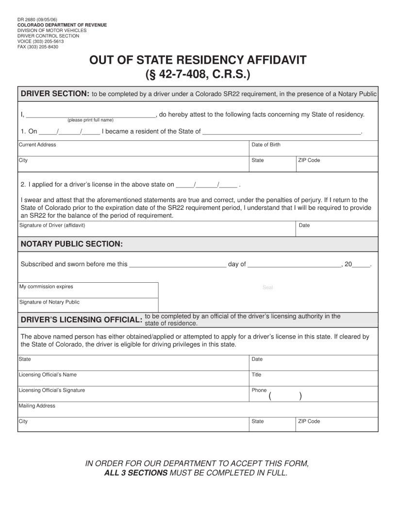 Dr 2680 Form Colorado ≡ Fill Out Printable PDF Forms Online