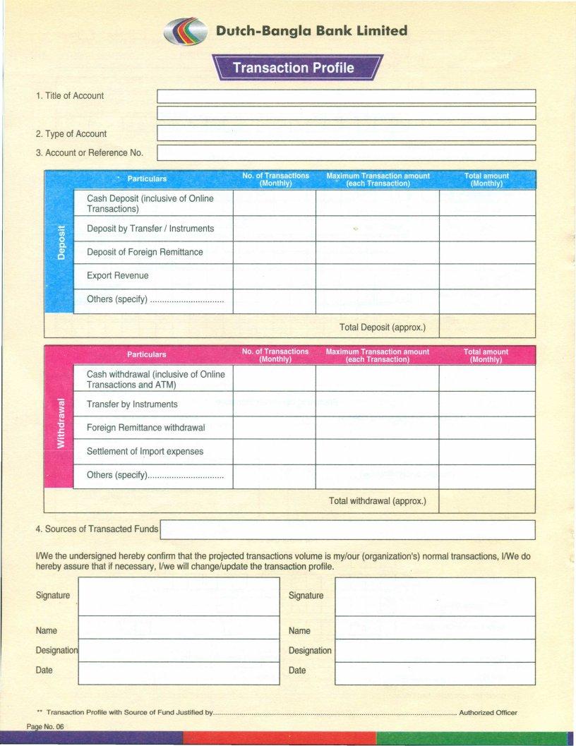 Dutch Bangla Bank Account Form ≡ Fill Out Printable PDF Forms Online