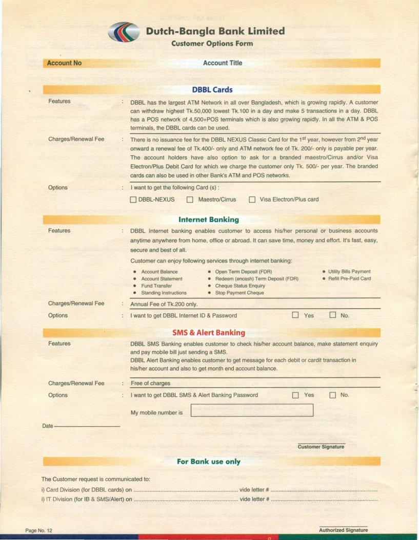 Dutch Bangla Bank Account Form ≡ Fill Out Printable PDF Forms Online