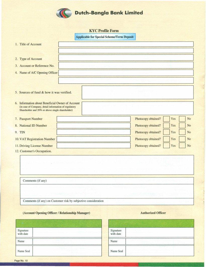 Dutch Bangla Bank Account Form ≡ Fill Out Printable PDF Forms Online