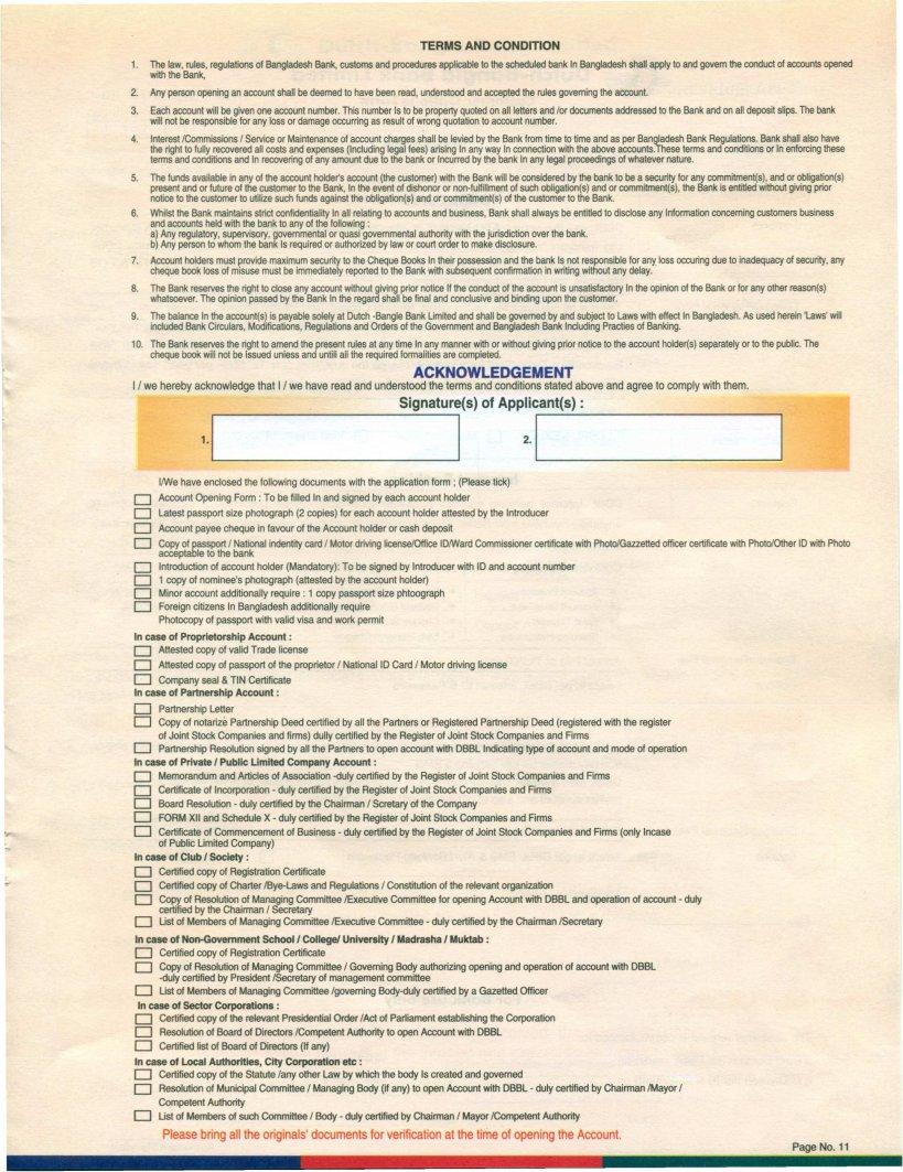 Dutch Bangla Bank Account Form ≡ Fill Out Printable PDF Forms Online