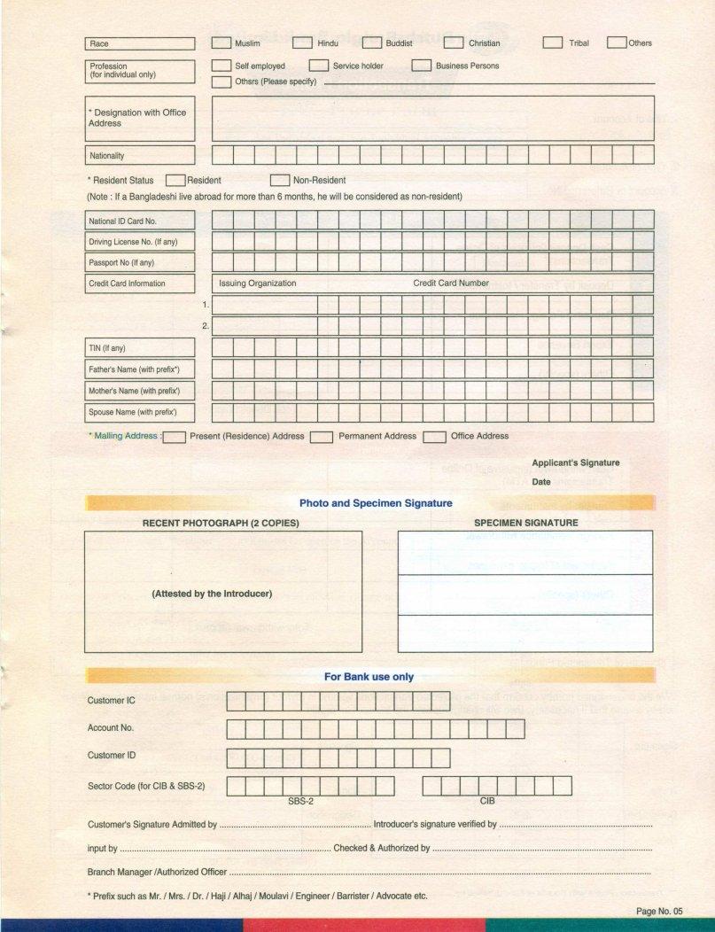 Dutch Bangla Bank Account Form ≡ Fill Out Printable PDF Forms Online