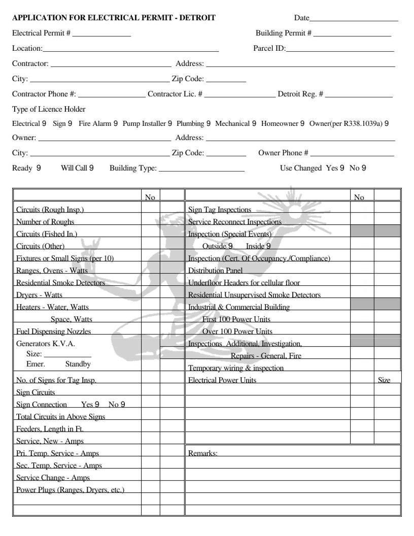 Electrical Permit Detroit Form ≡ Fill Out Printable PDF Forms Online