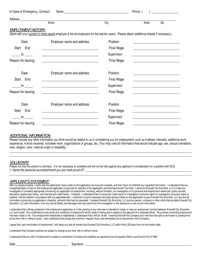Emerald Application Form ≡ Fill Out Printable PDF Forms Online