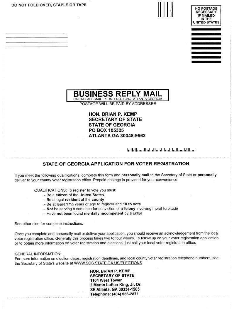 Ga Voter Registration Form ≡ Fill Out Printable PDF Forms Online